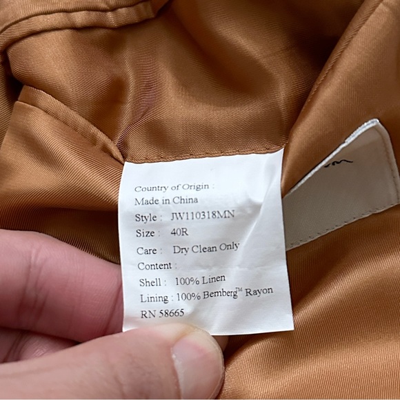 John W. Nordstrom Blazer Jacket Mens Size 40R Sports Coat 100% Linen Peach - Picture 8 of 8